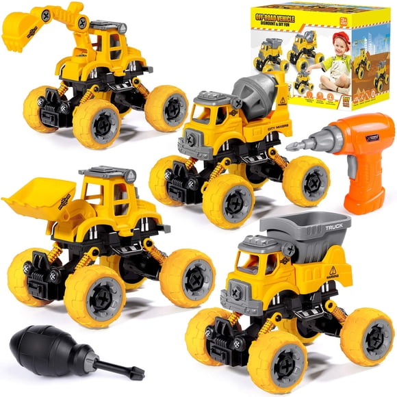 Camiones LUDILO desarma 4 unidades de Construction Toys para niños de 4 años