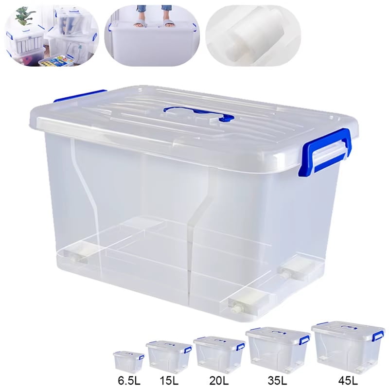 Genérico - Caja De Almacenamiento De Plástico Con Tapa, Transparente 66 X 46.5 X 37.8 Cm