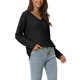 thumbnail image 4 of INSPIRE CHIC Suéter de Mujer con Cuello en V de Punto Waffle de Manga Larga Suelto Casual Ligero L Negro, 4 of 6
