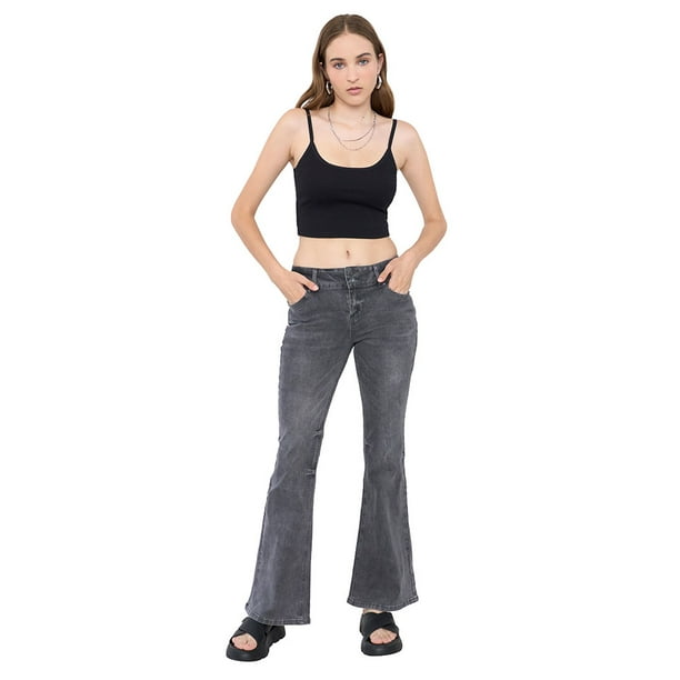 Jeans Mujer Flare Fit 2 Botones Negro Corona