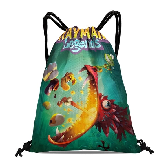 Rayman Legends Mochila de Cuerdas para Deportes y Gimnasio, Bolsa de Cuerdas Resistente al Agua, Bolsa Cinch, 30×40cm