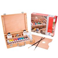Pack De Acrílico Van Gogh Caja Madera 10 Colores + Accesorios