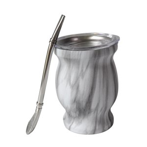 Bothyi - Kit De Taza De Mate Para Regalar, Taza De Té De Doble Pared Para Dormitorio, Salón De Té, Oficina, Color Gris