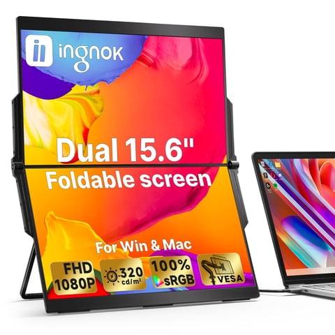 Monitor Dual Ingnok De 15.6'' Fhd 1080P 100% Srgb Para