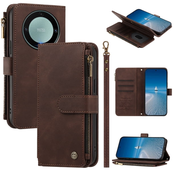 Funda Cartera Honor Magic5 Lite con Monedero, Marrón