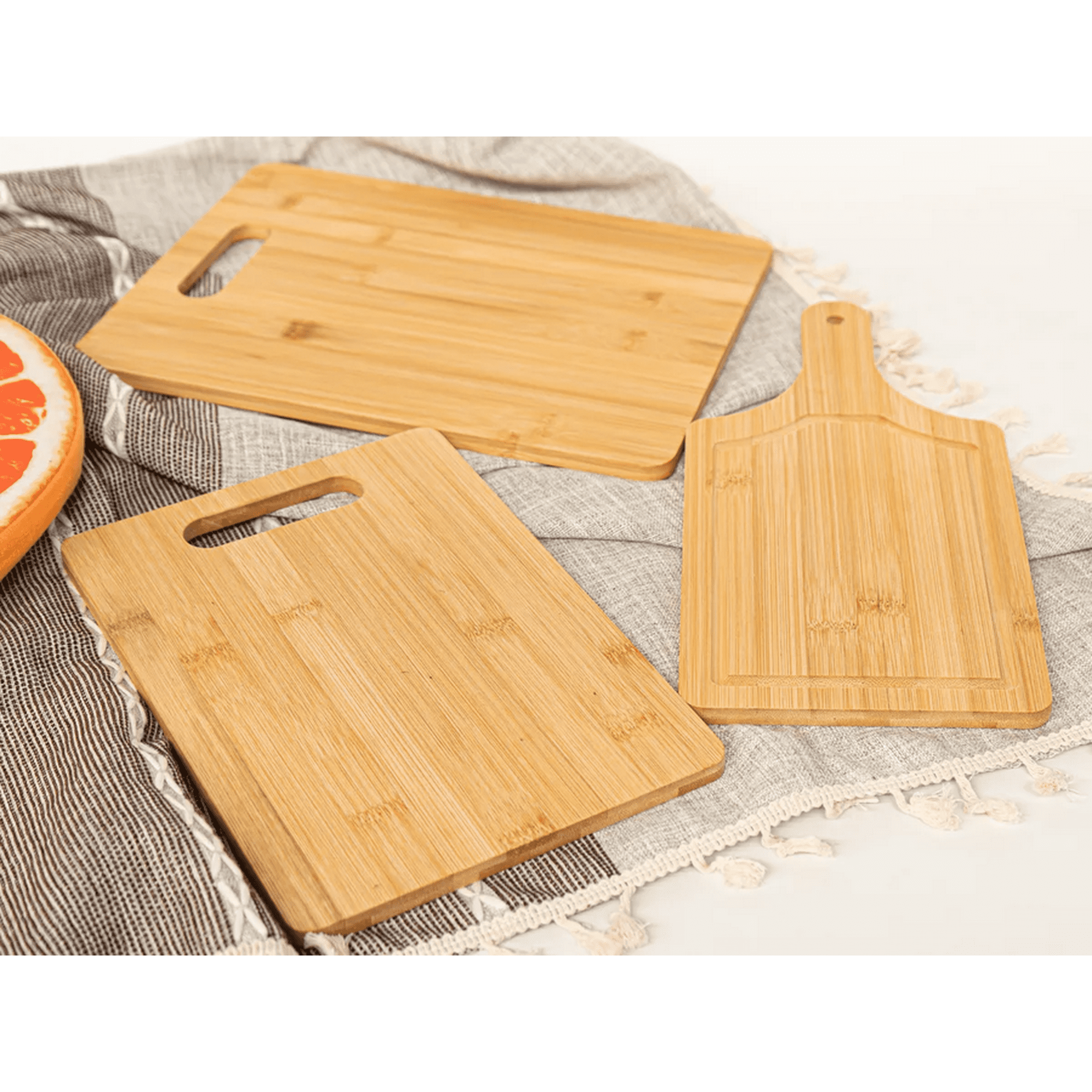 Genérico - Set De 3 Tablas De Bamboo Para Picar Ecológicas Marrón Claro