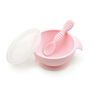 Bumkins - Set Mi Primer Plato + Cuchara De Silicona Rosa
