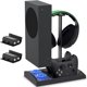 thumbnail image 1 of Soporte de ventilador vertical para Xbox Series S, sistema de ventilador con estación de carga de mando, 2 baterías recargables de 1400mAh y soporte para auriculares-Negro, 1 of 7