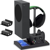 Genérico - Soporte De Ventilador Vertical Para Xbox Series S, Sistema De Ventilador Con Estación De Carga De Mando, 2 Baterías Recargables De 1400Mah Y Soporte Para Auriculares-Negro