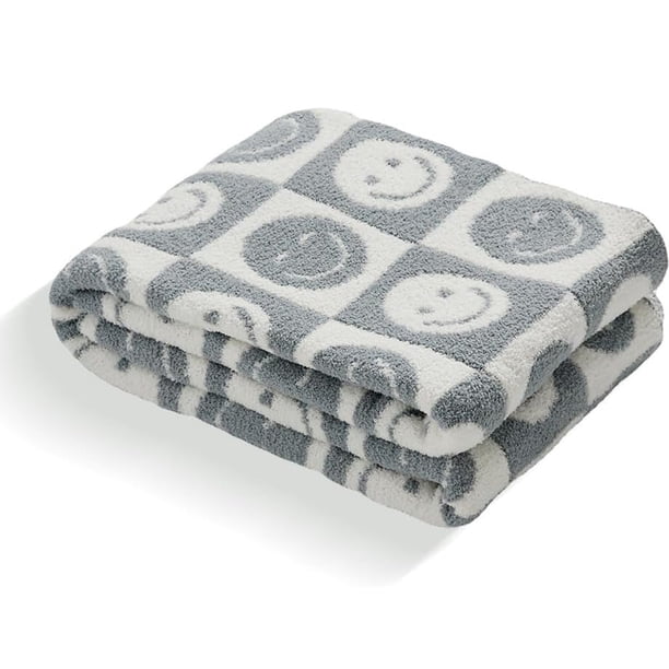 Mantas para bebé con caras sonrientes a cuadros, reversibles, suaves, acogedoras y cálidas, para cama, sofá y viajes.