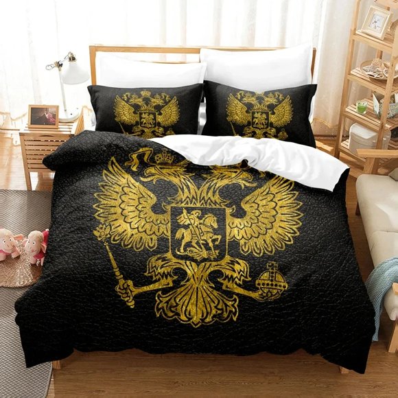 Russian Flag State Insignia Bedding Set Duvet Cover Bed Set Quilt Cover Pillowcase Comforter Size Boys Adult Bed Sheets