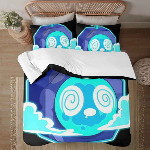 Blox Fruit Face on print Soft Bed Set Lightweight 3 Pieces Bedding Sets for All Season Comforter Set Easy Care