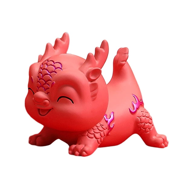 Figura de dragón de año Nuevo Chino, Escultura de dragón, Soporte para teléfono móvil, Animal Lindo, decoración del Festival de Primavera para decorac rosa
