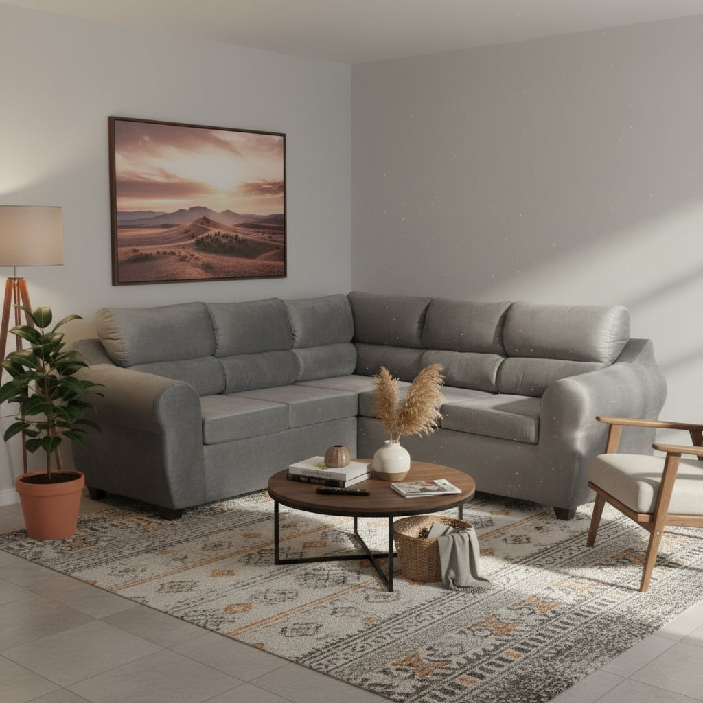 Mexx Muebles - Sofa Seccional Abudabi Felpa Gris