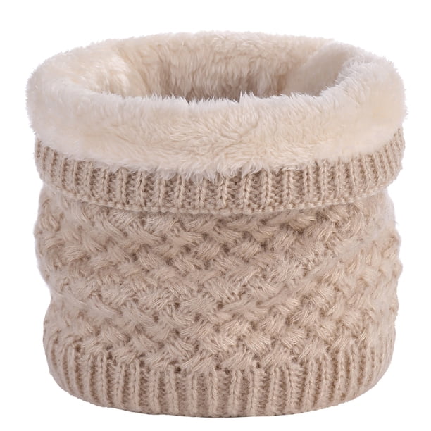Bufanda infinita de punto de invierno para niños y niñas, calentador de cuello de forro polar