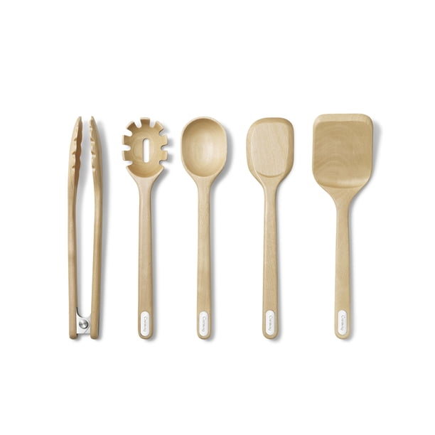 Juego de utensilios de cocina de madera de alcaravea, 5 piezas, con certificación FSC