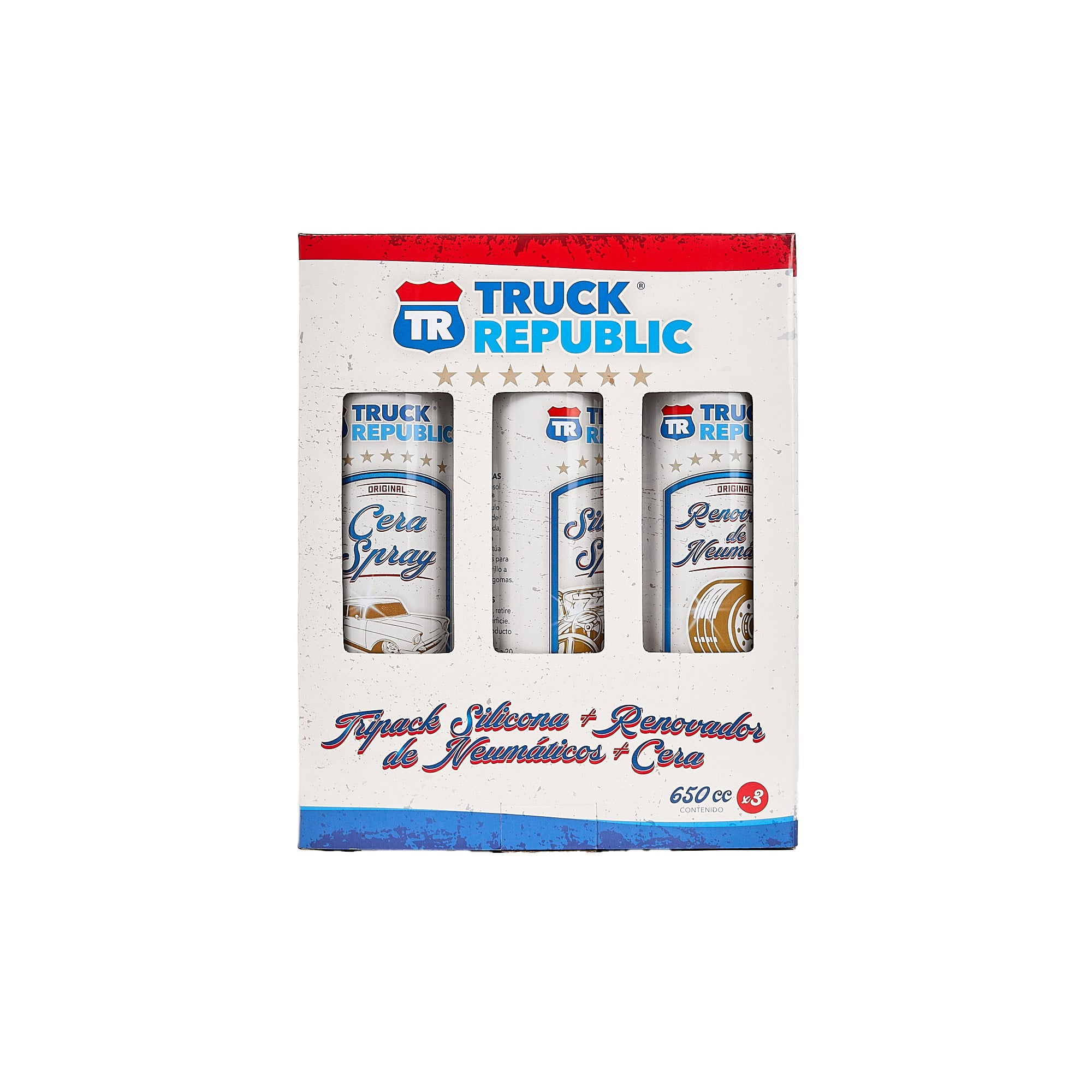 Truck Republic - Tripack Silicona + Renovador De Neumáticos + Cera 650cc