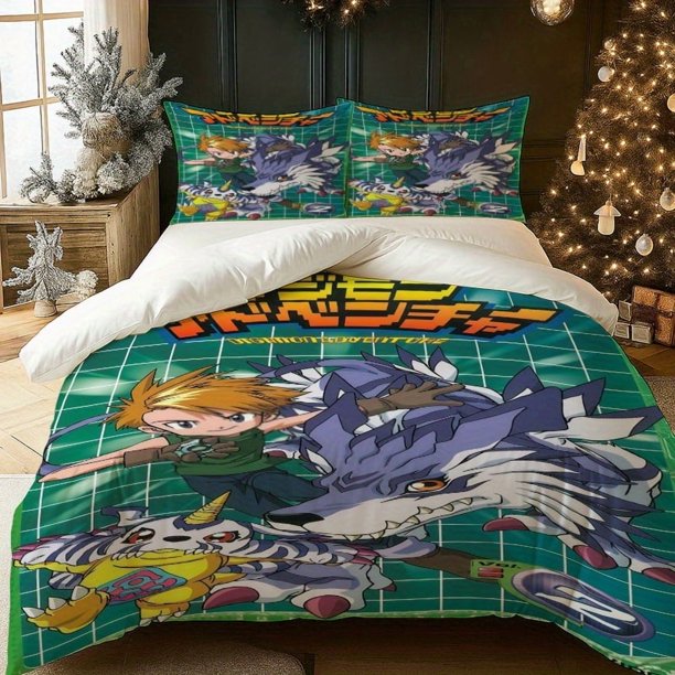 3pcs D-A Code World Two Rolls Printed Bedding Set Duvet Cover + Double Pillowcases