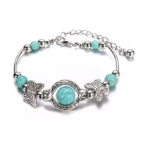 Prusia - Pulsera Turquesa Y Abalorios Mariposa