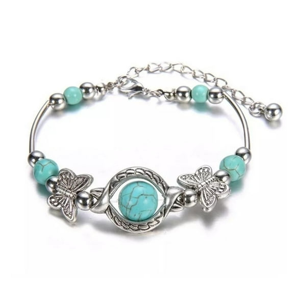 Pulsera Turquesa y Abalorios Mariposa