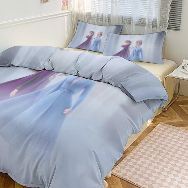 Cartoon Frozen 3-Piece Bed Set Warm And Comfortable Kawaii Bedding Set Cute Soft Microfiber Bedclothes for Boys Girls Kids Bed Sheets