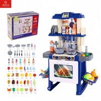 Anikids - Cocina De Juguete Grande 69Pcs Niños Luz Sonido 71Cm Azul