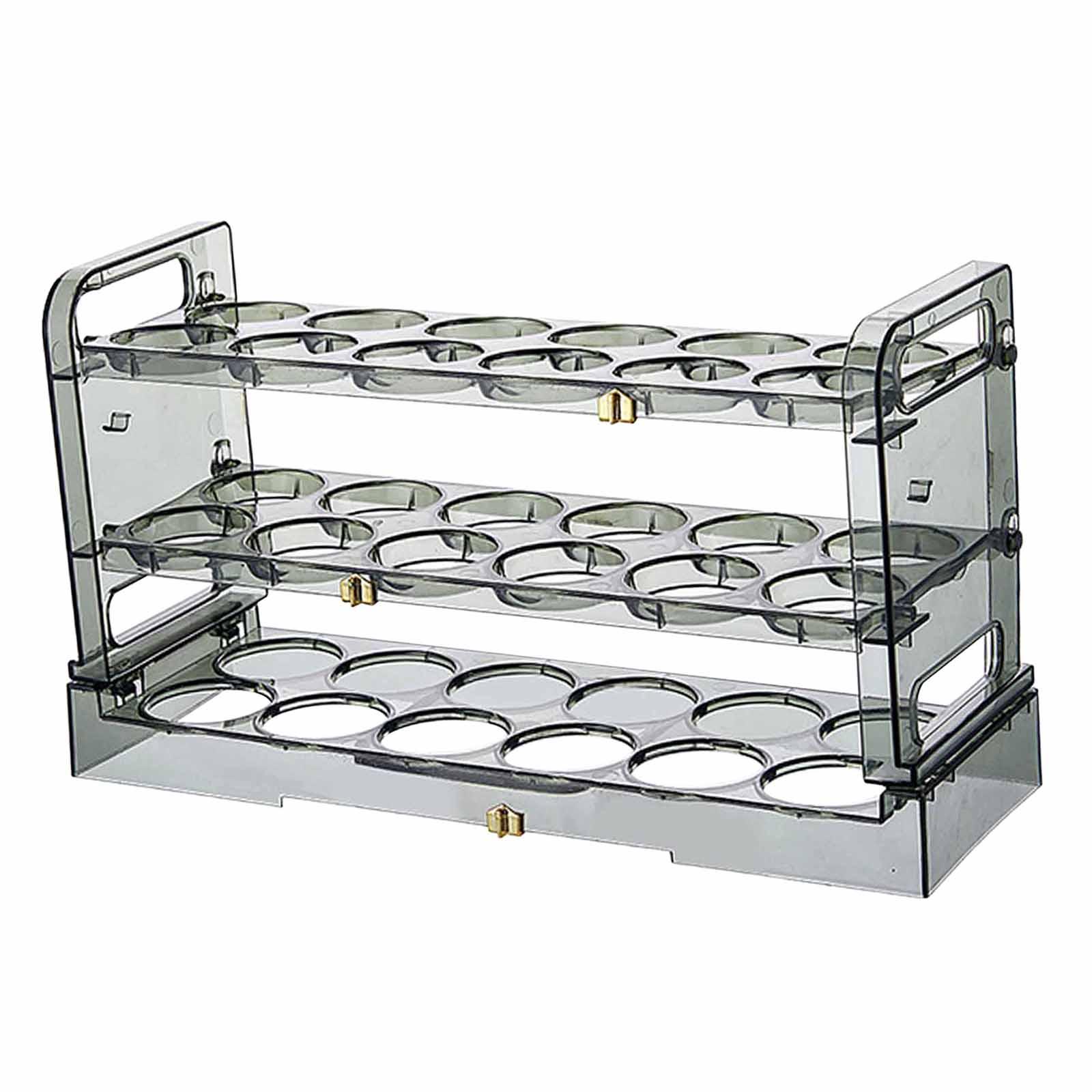 Magideal - Caja De Almacenamiento De Huevos De 3 Capas, Soporte Apilable Para Huevos Con Dispensador De Asas, Organizador De Gran Capacidad Para Nevera, Encimera Verde