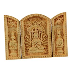 Bothyi - Estatuilla De Bodhisattva, Estatua De Buda Tallada A Mano Portátil En Miniatura De Escritorio