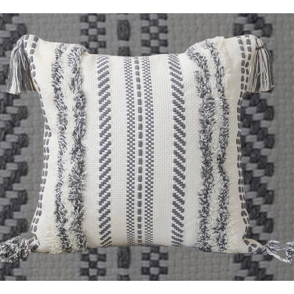 Funda Boho 45 Cm X 45 Cm Tejido Gris