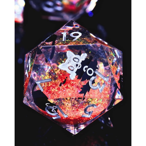 Dados de juego Froggod D20 22 mm Cabeza de Gato con núcleo líquido