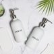 thumbnail image 3 of Set dispensador de jabón RM Home, vidrio blanco, 500 ml, con bandeja, 3 of 6