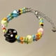 thumbnail image 2 of Pulsera de cuentas negras de buena suerte, colorida, pequeña, ajustable, elástica, para pareja y amiga íntima., 2 of 8