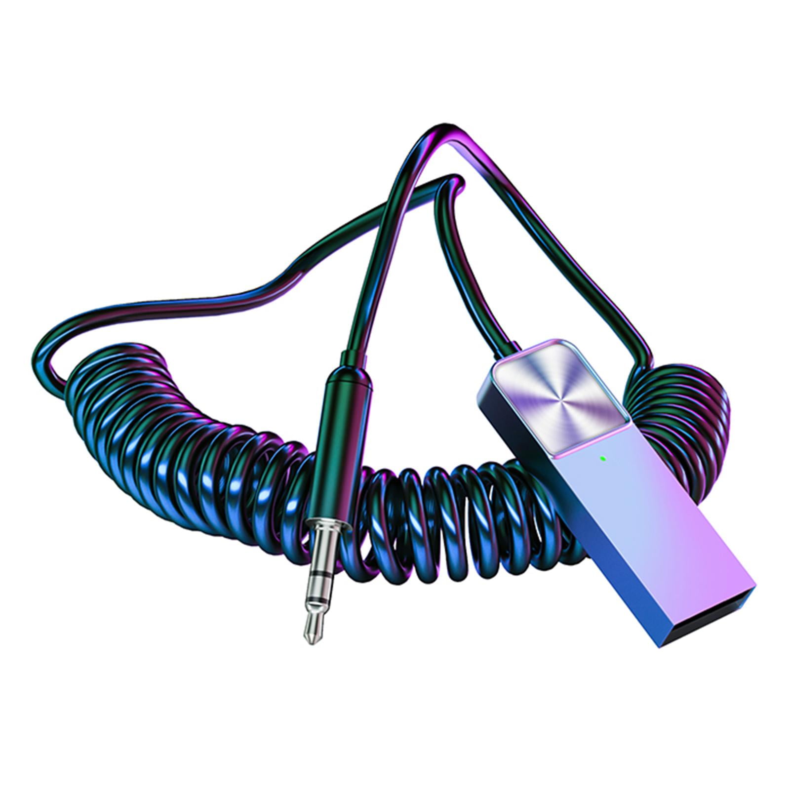 Bothyi - Adaptador Aux. Usb 3,5 Mm Para Receptor De Coche Cable Elástico Inalámbrico Tpe, Trenzado