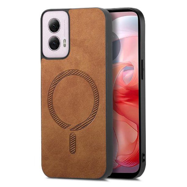 Magnetic Slim Case for Motorola Moto G Play 2024 5G with Camera Guard & Anti-Scratch Back Brown