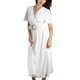 thumbnail image 2 of Vestido de Mujer Jess by Meiko Escote en V Manga con Vuelo Cinturón con Hebilla Declaración Vestido Midi S Blanco, 2 of 6