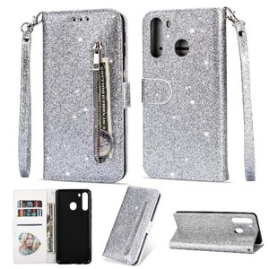 Funda Para Foxdock Elegante Funda Samsung Galaxy A21 Glitter Con Cremallera-Ideal Para El Uso Diario