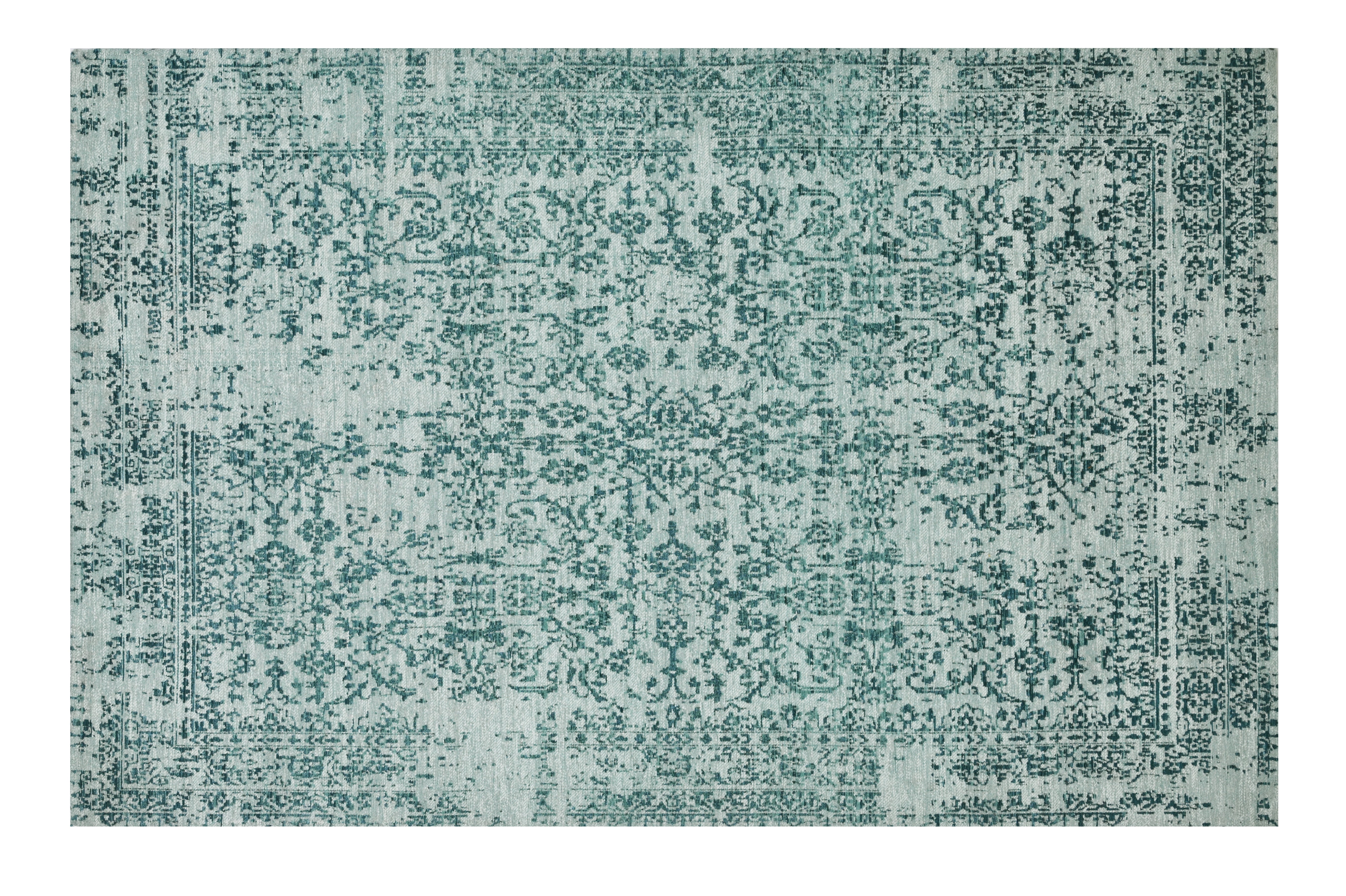 Decoghar - Alfombra Sintetica Deco Jacquard C/Antideslizante Turquesa Diseño Vintage 1,8X2,7 Mts