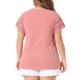 thumbnail image 5 of Agnes Orinda Tops de Escuela Universitaria para Mujer de Talla Grande con Panel de Encaje y Mangas Cortas Huecas Blusas Sólidas de Verano 3X Rosa, 5 of 8