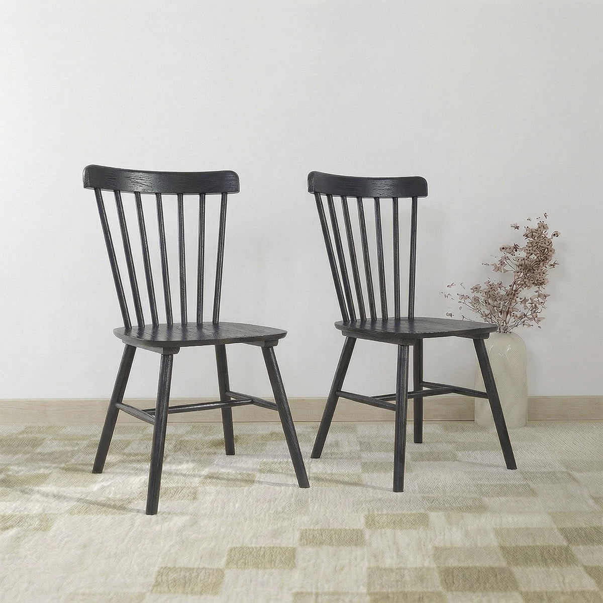 Pack 2 Sillas De Comedor Windsor Madera Negras Venhoouse