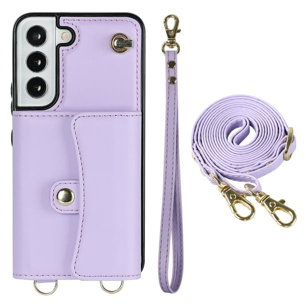 Crossbody PU Leather Phone Case For Samsung Galaxy S23 S22 Plus Note 20 Ultra Wallet Card Slots Magnetic Lanyard Cover