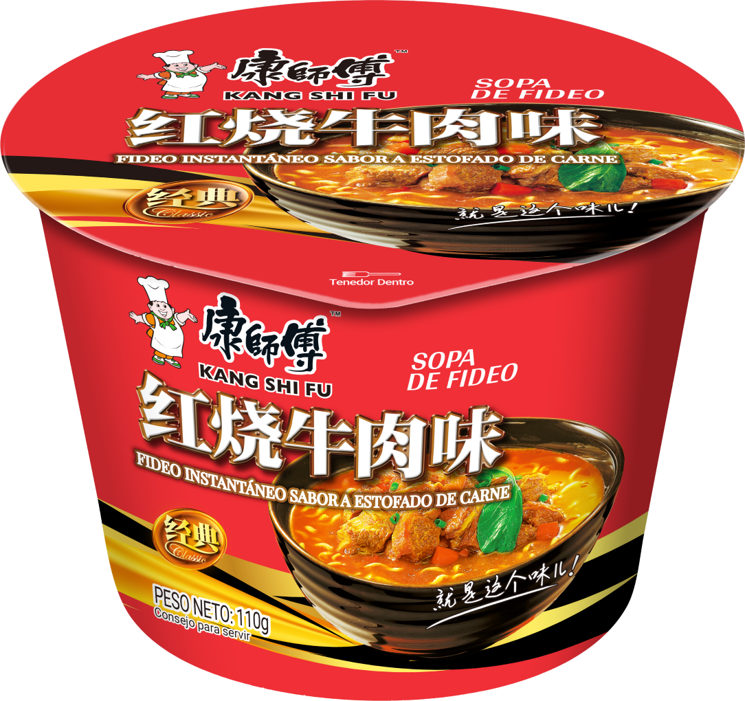 Fideo Instantaneo Kang Shi Fu Sabor A Estofado De Carne 110G*Pote