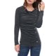 thumbnail image 1 of INSPIRE CHIC Top de Mujer con Cuello de Tortuga de Manga Larga, Decoración de Botones, Frente Fruncido, Ajuste Regular, Pulóver XL Gris Oscuro, 1 of 6