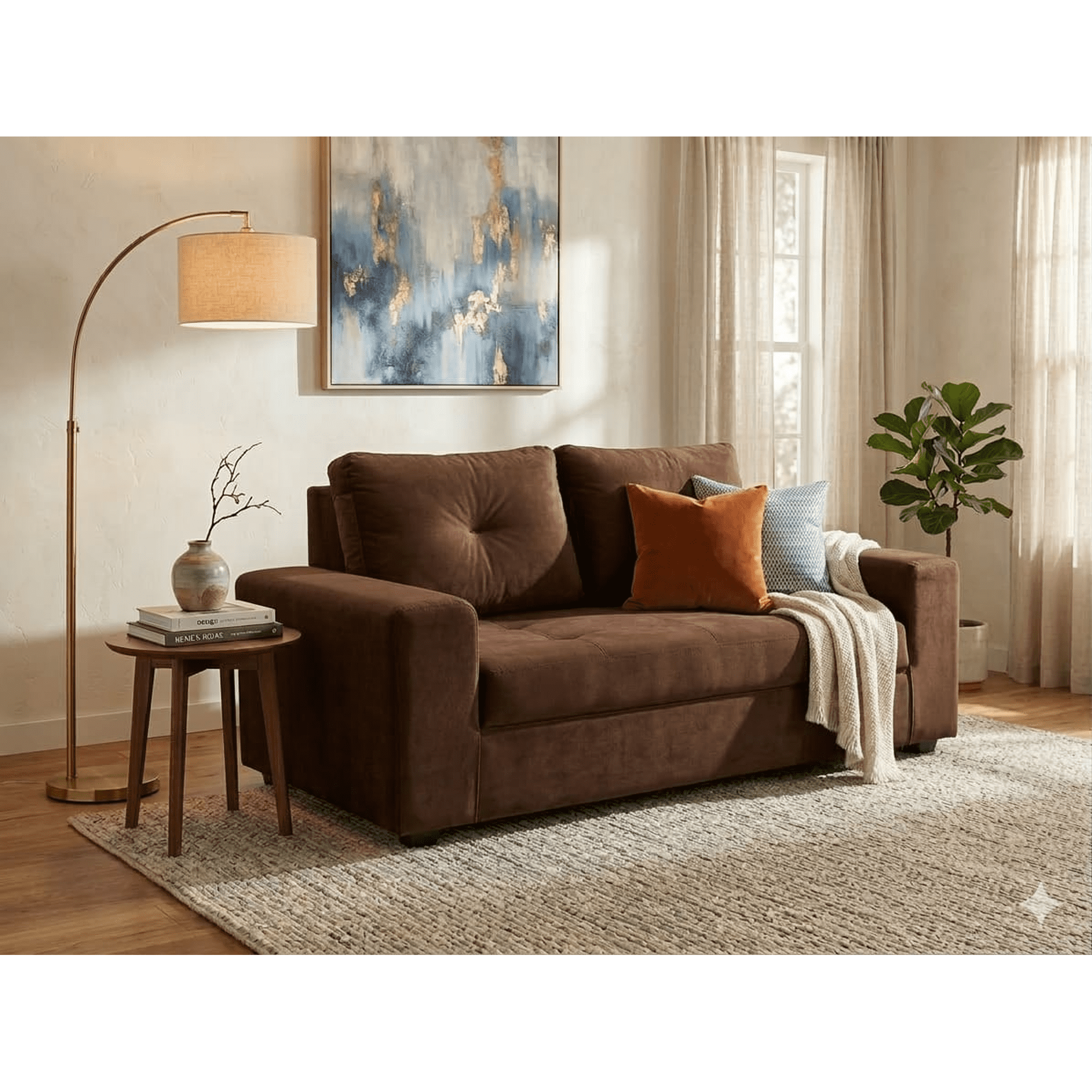 Deco Outlet - Sofa Praga 2 Cuerpos Felpa Chocolate