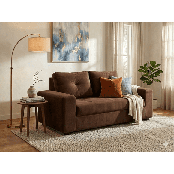 Sofa Praga 2 Cuerpos Felpa Chocolate