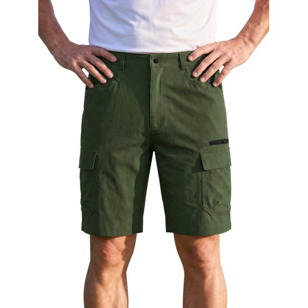 INSPIRE CHIC Pantalones Cortos de Carga de Verano para Hombre para Senderismo al Aire Libre y Golf para un Estilo de Vida Activo L Verde Oliva