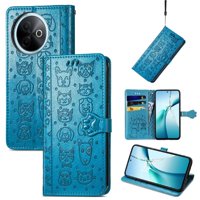 Funda Cartera Foxdock Para Vivo Y39 5G , Flip Pu Con Relieve De Gatos Y Perros, Tarjetero Y Soporte