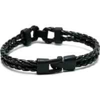 Genérico - Pulsera Cuero Negro Hombre Juvenil 18.7Cm