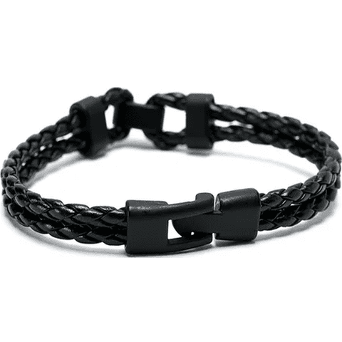 Genérico - Pulsera Cuero Negro Hombre Juvenil 18.7Cm