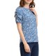 thumbnail image 4 of INSPIRE CHIC Blusas de Mujer con Fruncido Cuello Redondo Manga Corta Camisa Floral Azul Blanco XL, 4 of 7