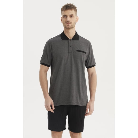Polera Hombre Cuello Polo Jacquard Marengo